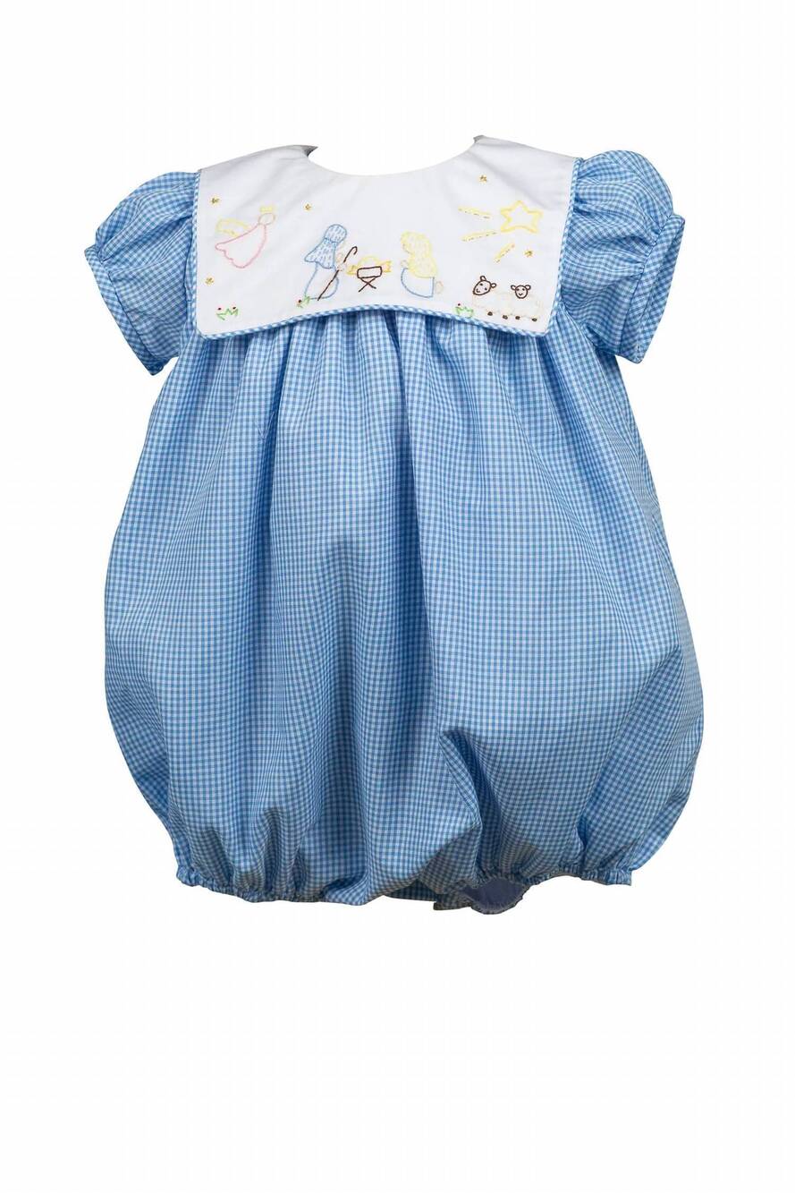 NEW THE PROPER PEONY girl's manger bubble romper in blue